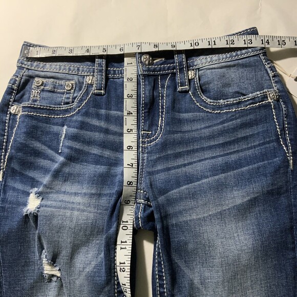 Miss Me Blue Mid Rise Capri Embellished Faux Flap Pockets Jeans 26 - Picture 6 of 12